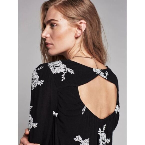 Free People | Embroidered Austin Mini Dress in Black - Picture 14 of 14